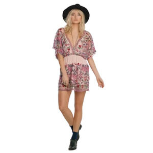 RAGA  In the Fields Mini Dress Sz Medium Women'sFloral Pattern Multicolor